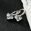 CREEDA Or Blanc (Ton Argenté) : Boucles d'oreilles vintage serties de zircons avec breloque en forme de cœur en moissanite.