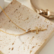 CRISTO Gold: Dainty Chain Necklace with a Zirconia Embedded Abstract Textured Cross Pendent