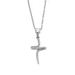 CRISTO Argent (Or Blanc) : Collier à fine chaîne avec pendentif croix abstraite texturée sertie de zircone.