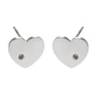 CUORE : Boucles d'oreilles en forme de cœur, solitaire en zircone (CZ), plaqué or blanc argenté.