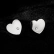 CUORE : Boucles d'oreilles en forme de cœur, solitaire en zircone (CZ), plaqué or blanc argenté.