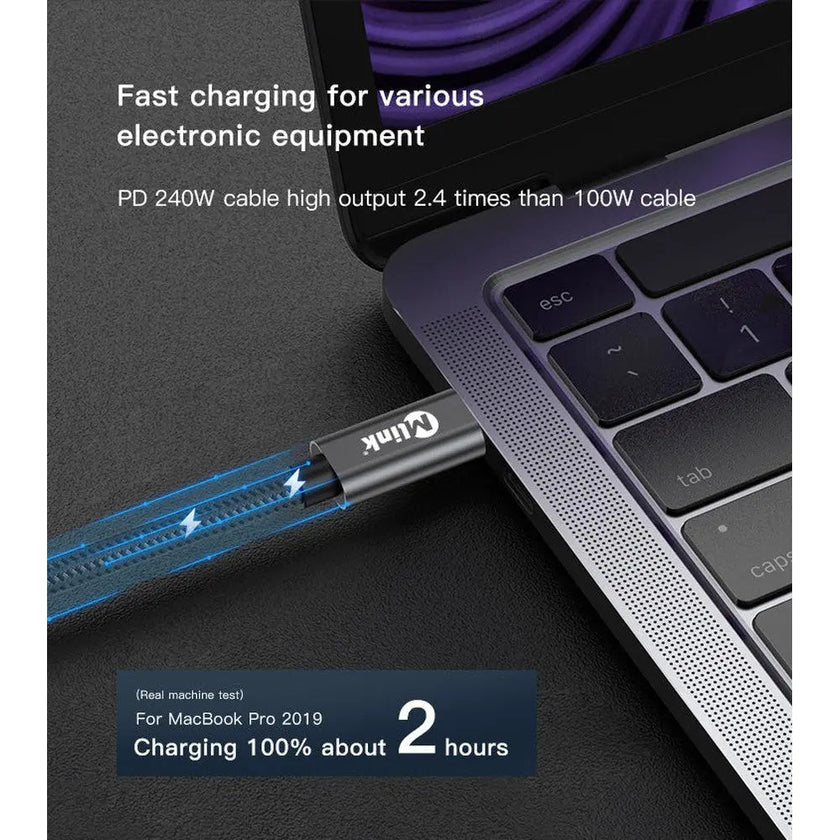 Câble USB-C PD240W 20 Gbit/s en nylon tressé à transfert rapide