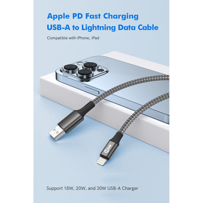 Câble Lightning à USB PD20W 5V/2.4A en nylon tressé à charge rapide