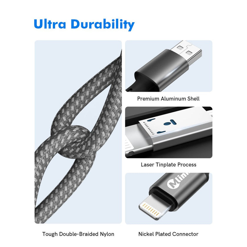 Câble Lightning à USB PD20W 5V/2.4A en nylon tressé à charge rapide