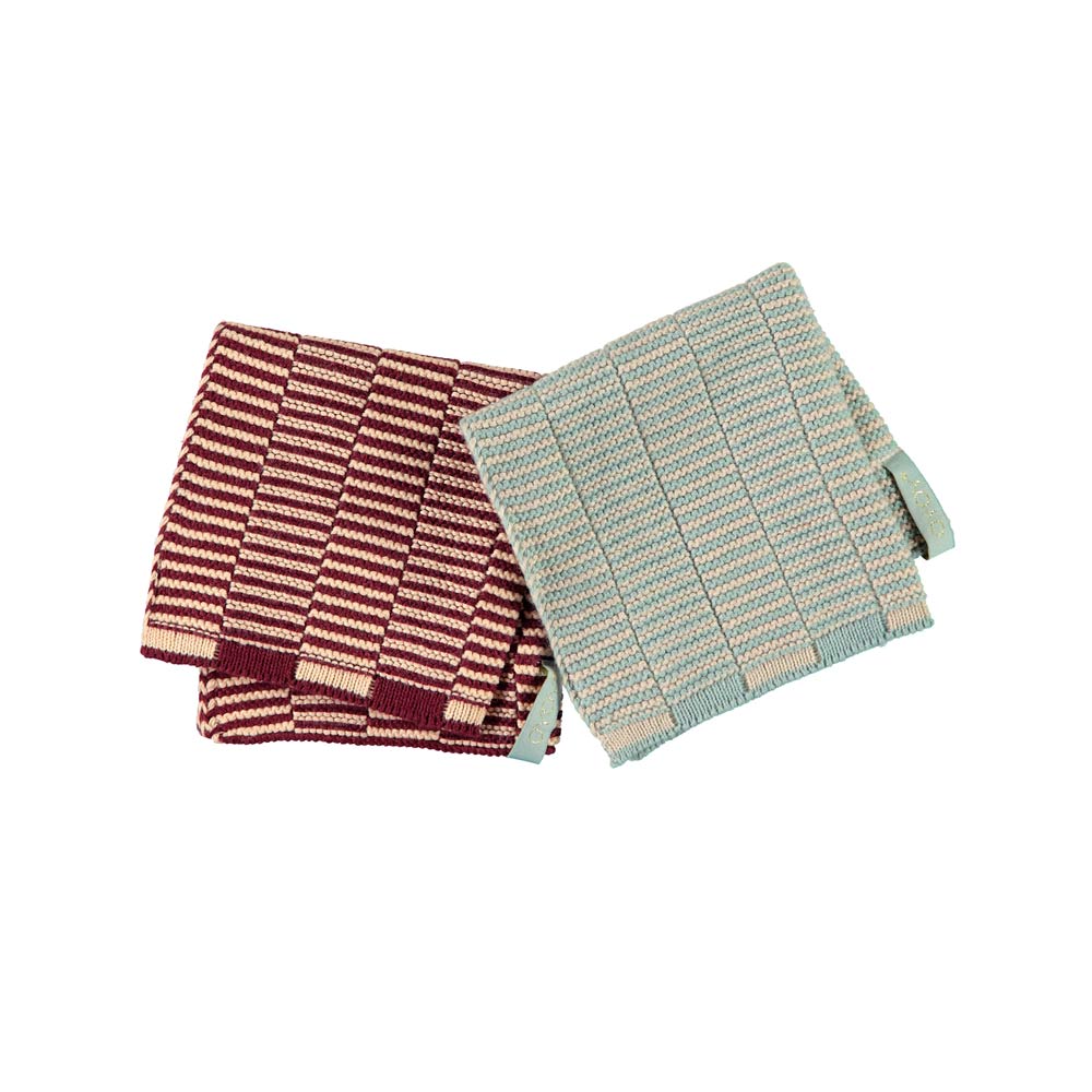 Stringa Dishcloth Aubergine/Pale Blue - Pack of 2 - H25 x W25 cm
