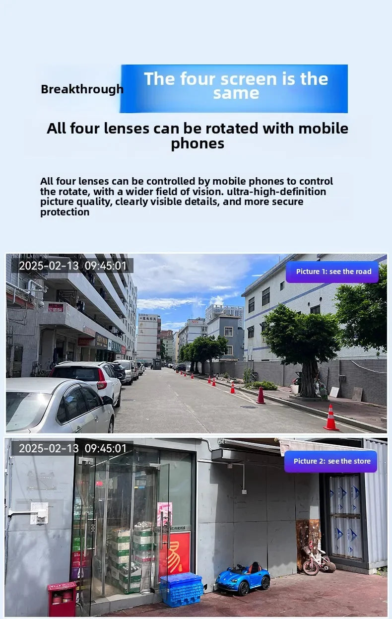 Auto Tracking Wireless Surveillance Cameras HD 4 Screens WiFi IP PTZ FFVideo