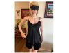 Women's Mulberry Silk Camisole and Boxer  Pajama Set Black