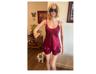 Women's  Mulberry Silk Camisole and Boxer Pajama Set Wine