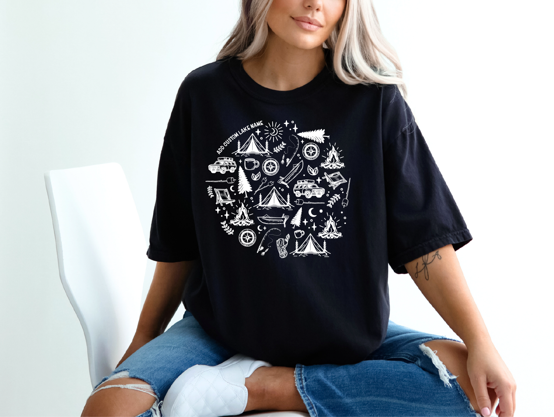 Camping Icons Personalized T-shirt | Lake Shirt | Custom Clothing