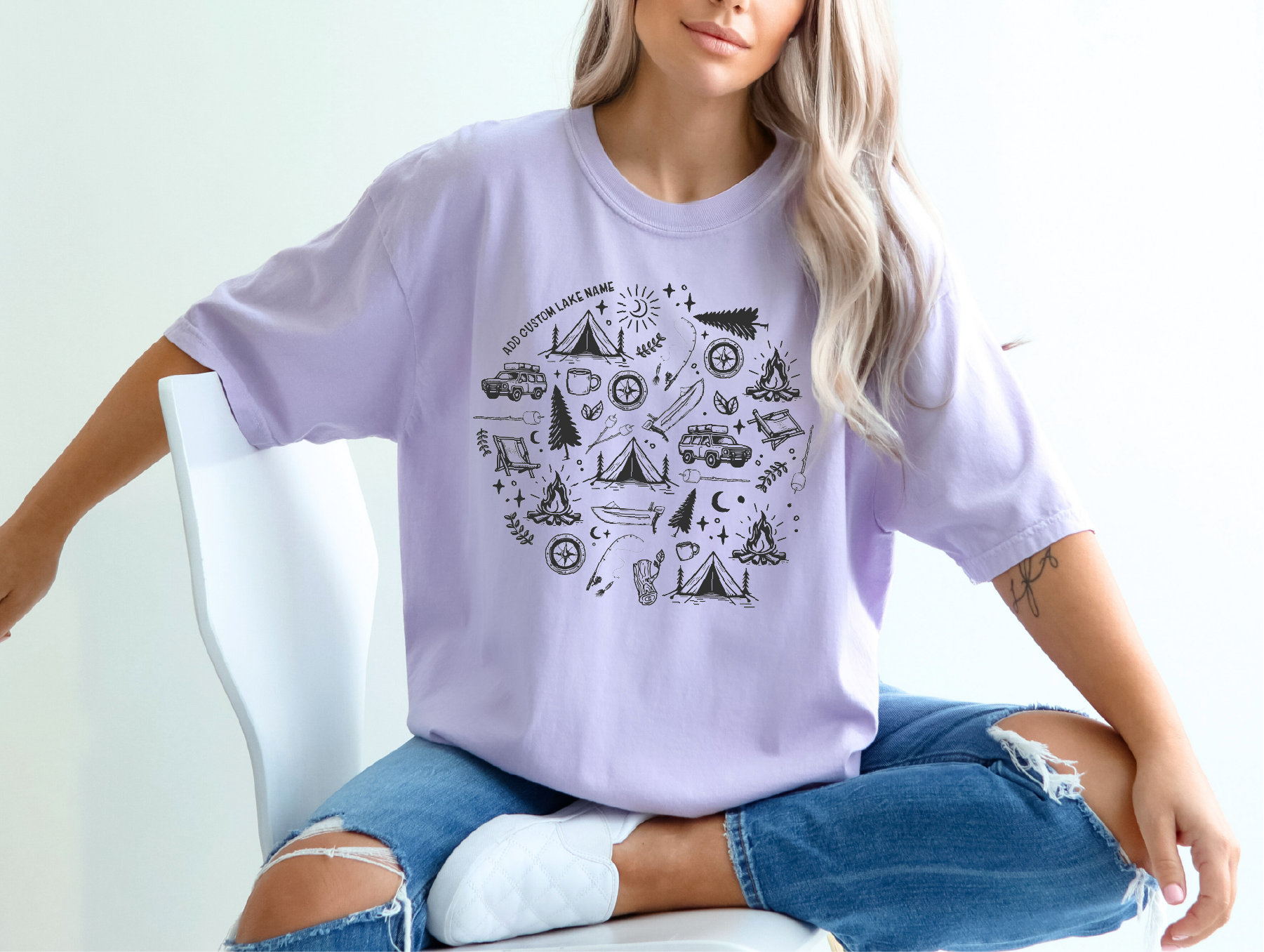 Camping Icons Personalized T-shirt | Lake Shirt | Custom Clothing