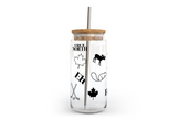 Canada Pattern Glass Can with Bamboo Lid