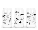 Canada Pattern Glass Can with Bamboo Lid