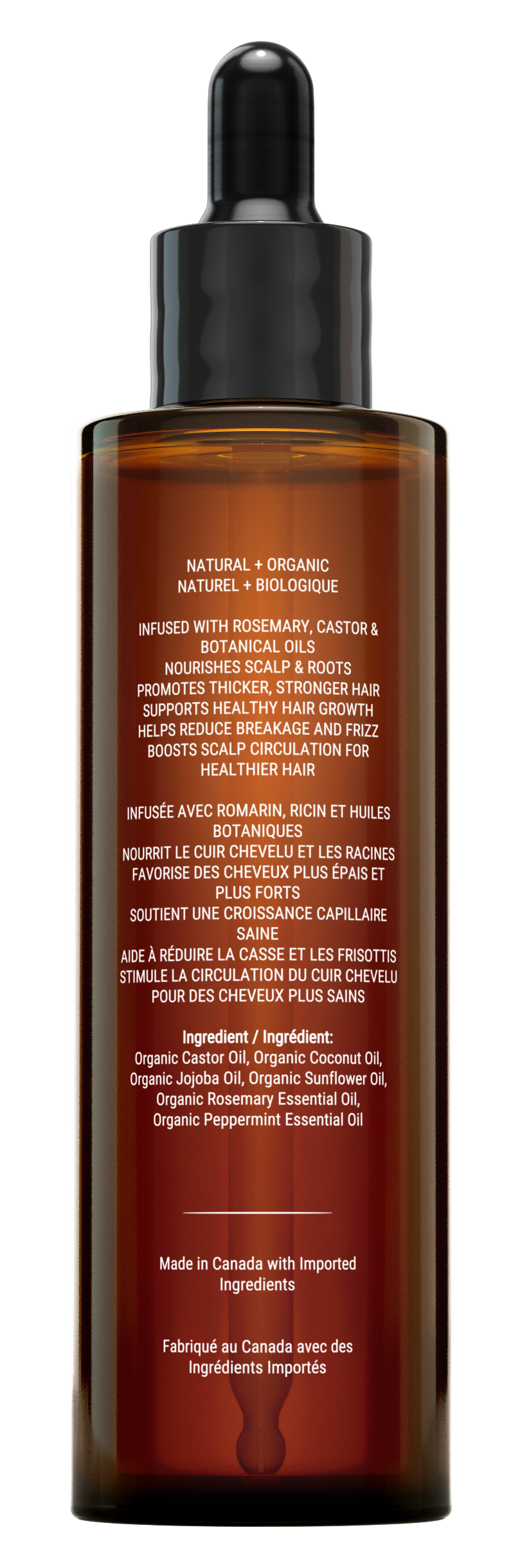 Huile capillaire au romarin et à la ricine Canadian Grace - Le remède ultime pour revitaliser les racines.