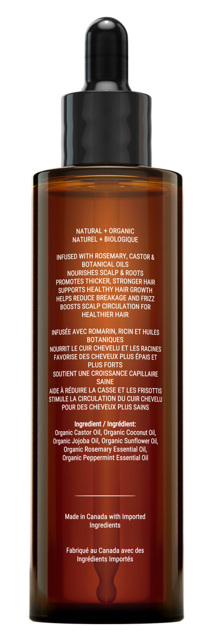 Huile capillaire au romarin et à la ricine Canadian Grace - Le remède ultime pour revitaliser les racines.