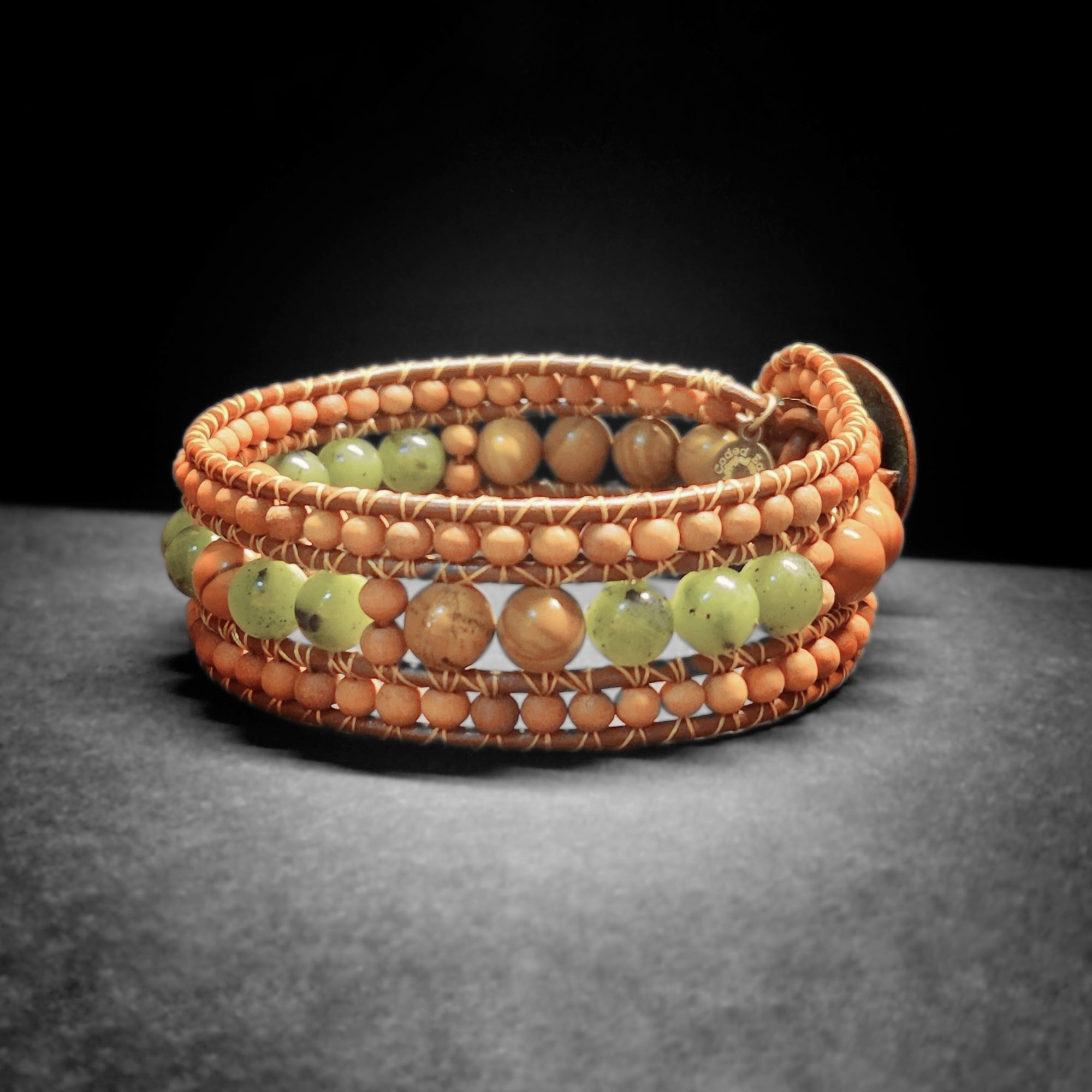 Canadian Jade & Sandalwood Cuff Bracelet