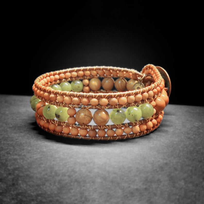 Canadian Jade & Sandalwood Cuff Bracelet