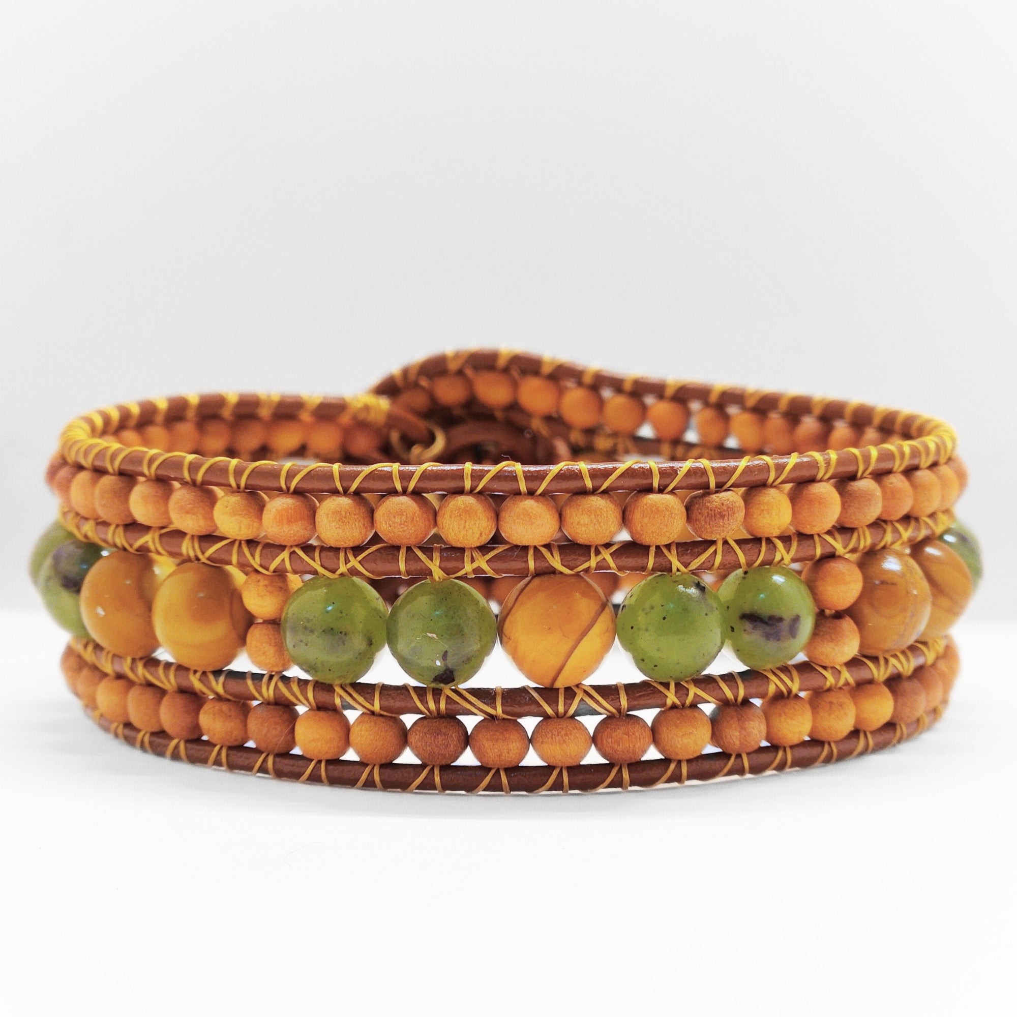 Canadian Jade & Sandalwood Cuff Bracelet