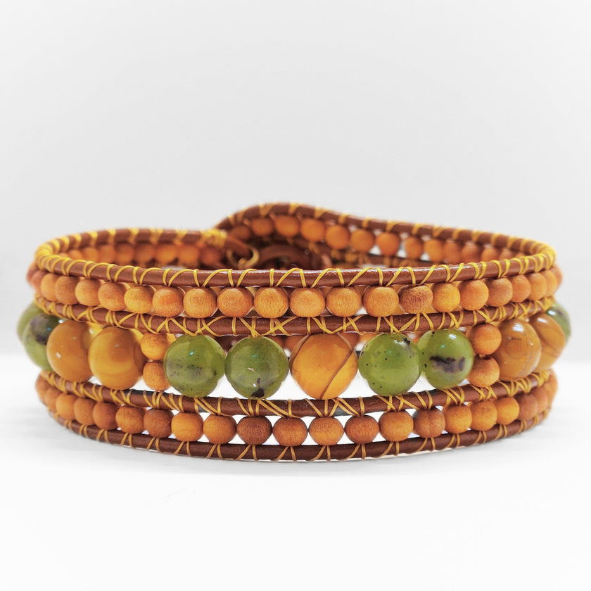 Canadian Jade & Sandalwood Cuff Bracelet
