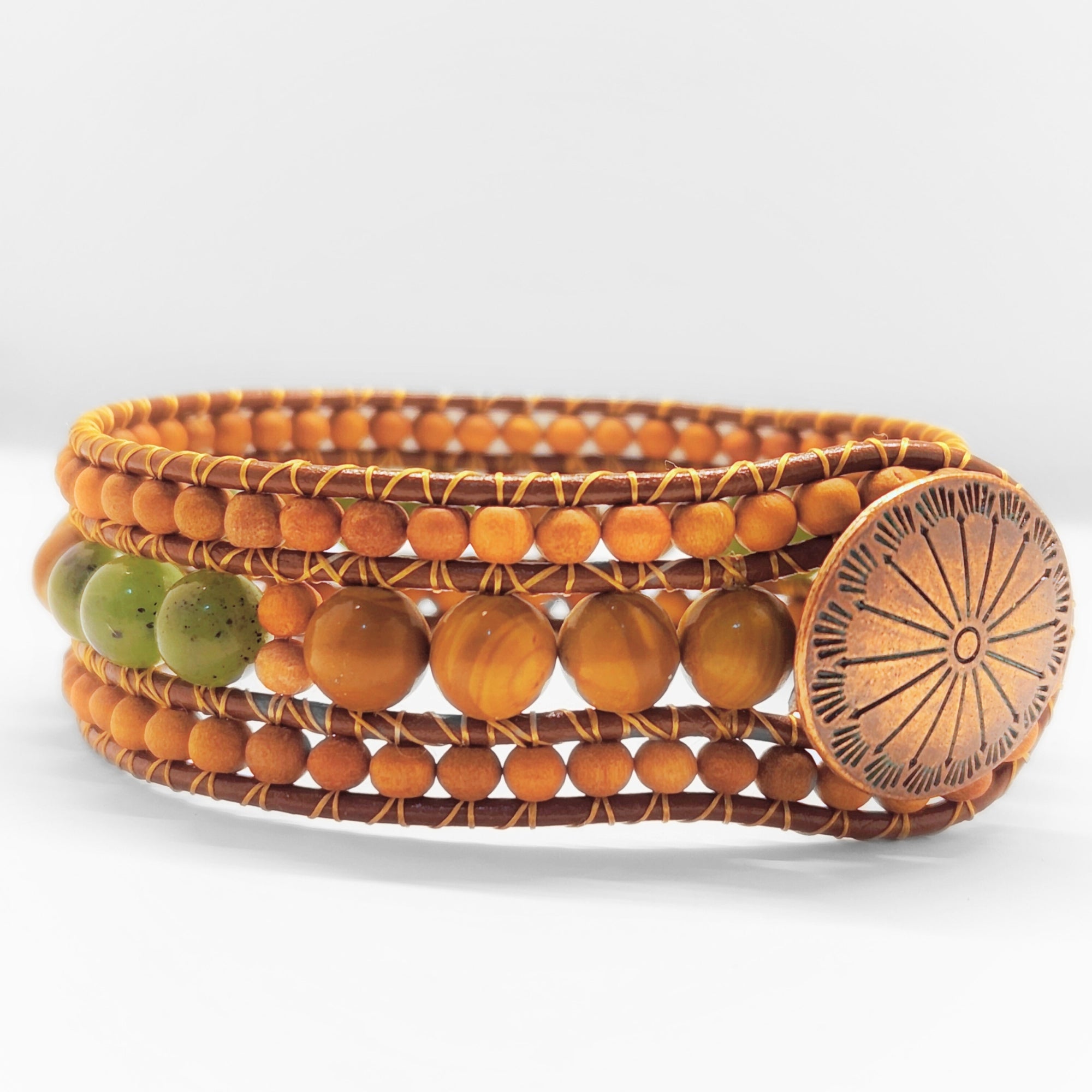 Canadian Jade & Sandalwood Cuff Bracelet