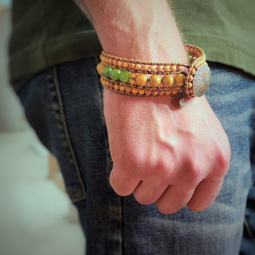 Canadian Jade & Sandalwood Cuff Bracelet