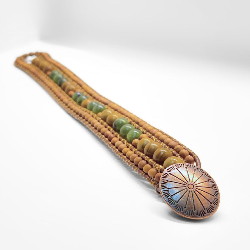 Canadian Jade & Sandalwood Cuff Bracelet