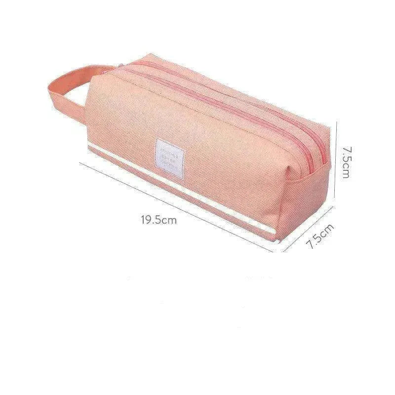 Canvas Double-Layer Stationery Box For Junior High School Students