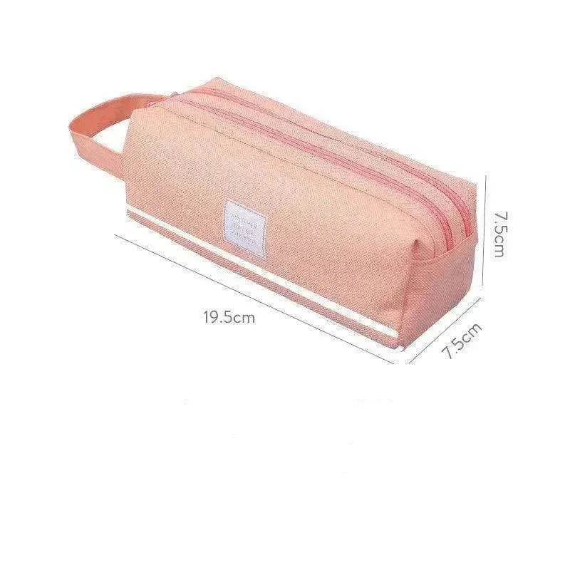 Canvas Double-Layer Stationery Box For Junior High School Students