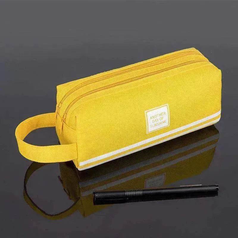 Canvas Double-Layer Stationery Box For Junior High School Students