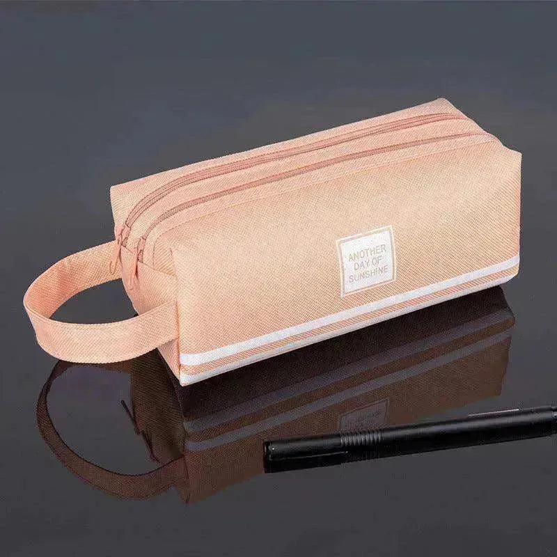 Canvas Double-Layer Stationery Box For Junior High School Students