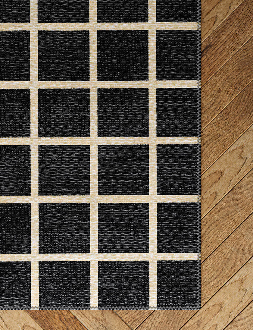 Caper Black Natural Checkered Rug