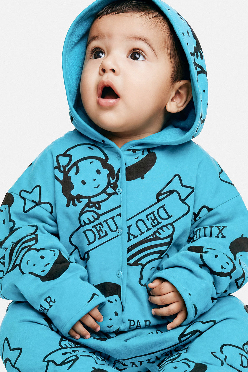 40Th Anniversary Printed Jersey One-Piece Sky Blue