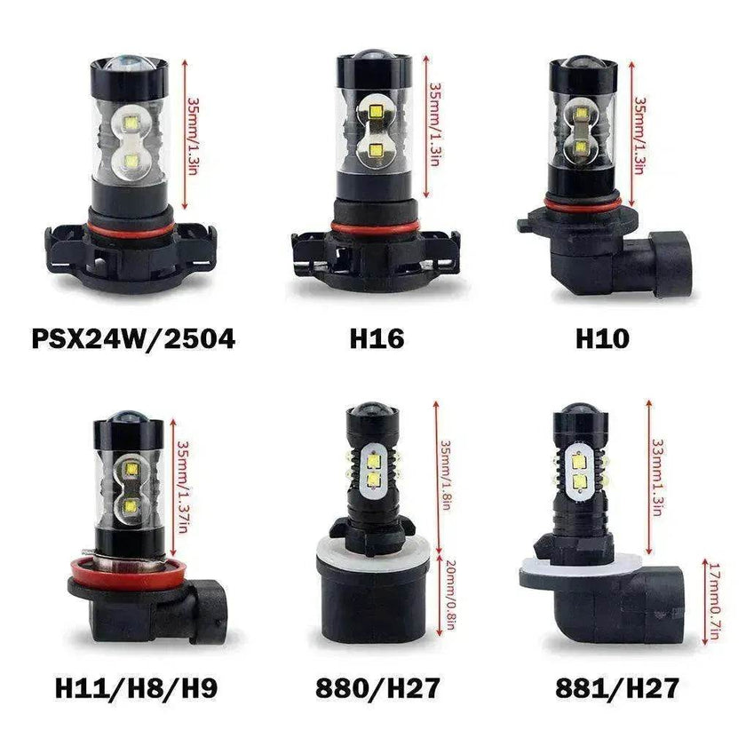 Car Lights Styling High Power 6000K White LED Fog Bulbs H10 Socket