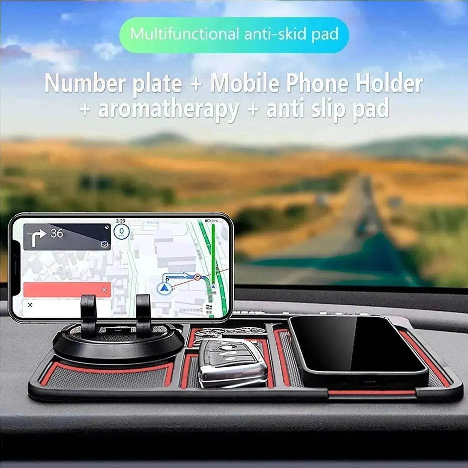 Car Phone Pad 4-in-1 Parking Number Card Anti-Slip Mat Auto Holder