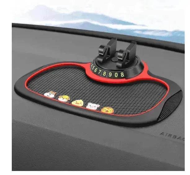 Car Phone Pad 4-in-1 Parking Number Card Anti-Slip Mat Auto Holder