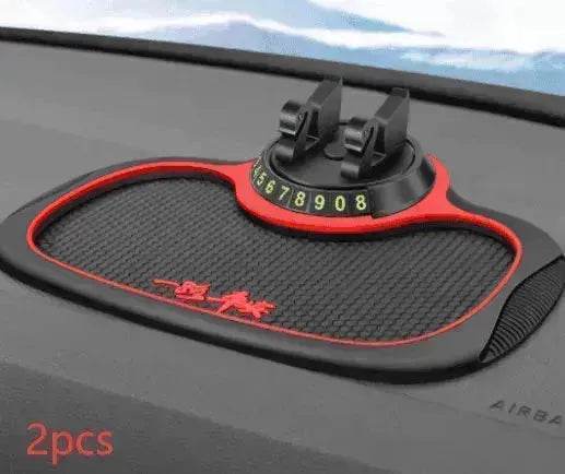 Car Phone Pad 4-in-1 Parking Number Card Anti-Slip Mat Auto Holder