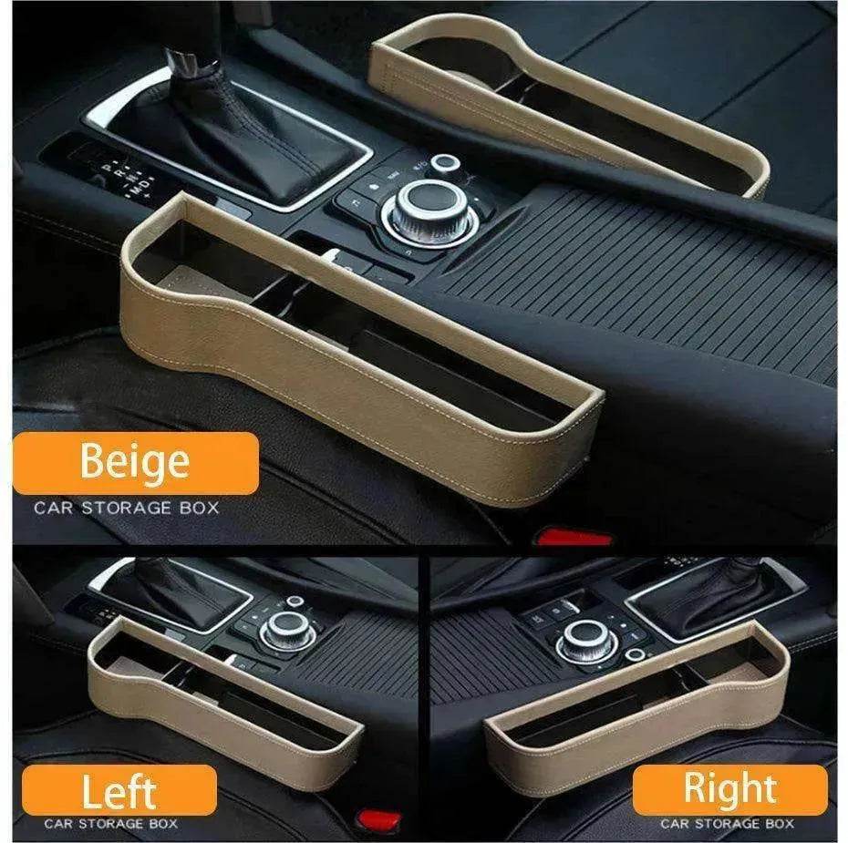 Car Seat Gap Organizer with Charging Hole – Leather Car Side Storage Box for Phone, Keys & Essentials