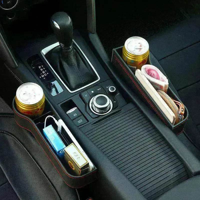 Car Seat Gap Organizer with Charging Hole – Leather Car Side Storage Box for Phone, Keys & Essentials