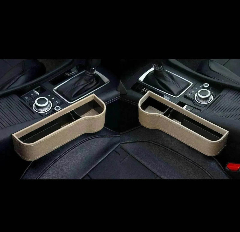 Car Seat Gap Organizer with Charging Hole – Leather Car Side Storage Box for Phone, Keys & Essentials
