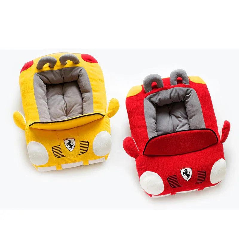 Luxury Car Pet Nest – Plush Backseat Compartment Bed for Dogs & Cats (Red, Yellow, Black)