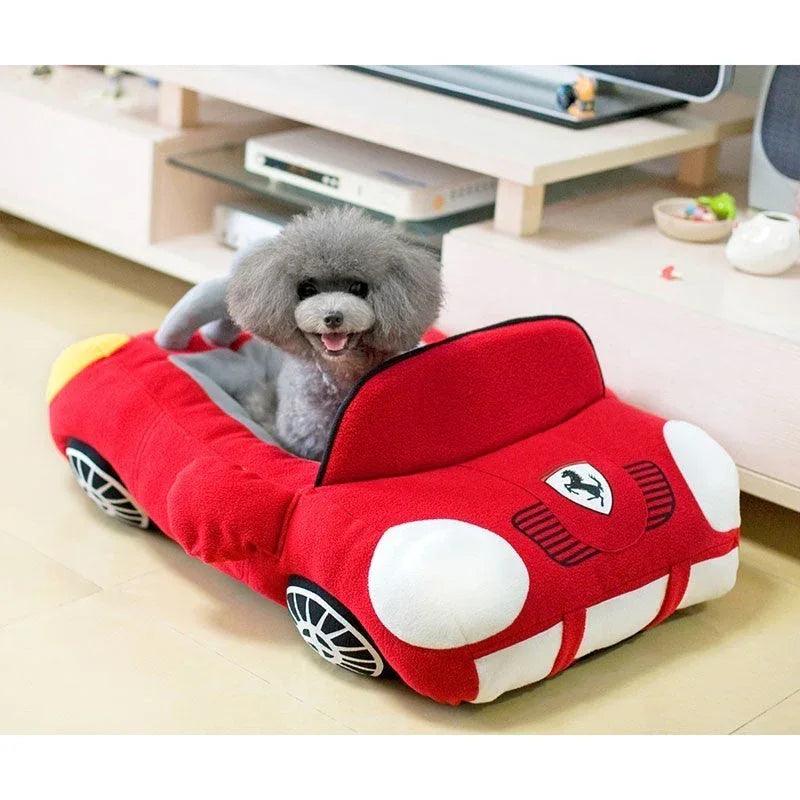 Luxury Car Pet Nest – Plush Backseat Compartment Bed for Dogs & Cats (Red, Yellow, Black)