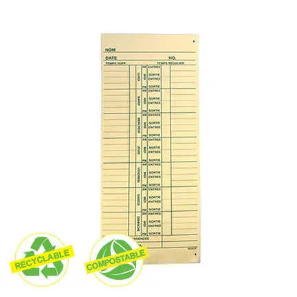 Cartes de temps bilingues - Paquet de 250