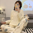 Cartoon Loose And Cute Long-sleeved Pajamas For Women Spring Autumn Set Casual Homewear Outerwear