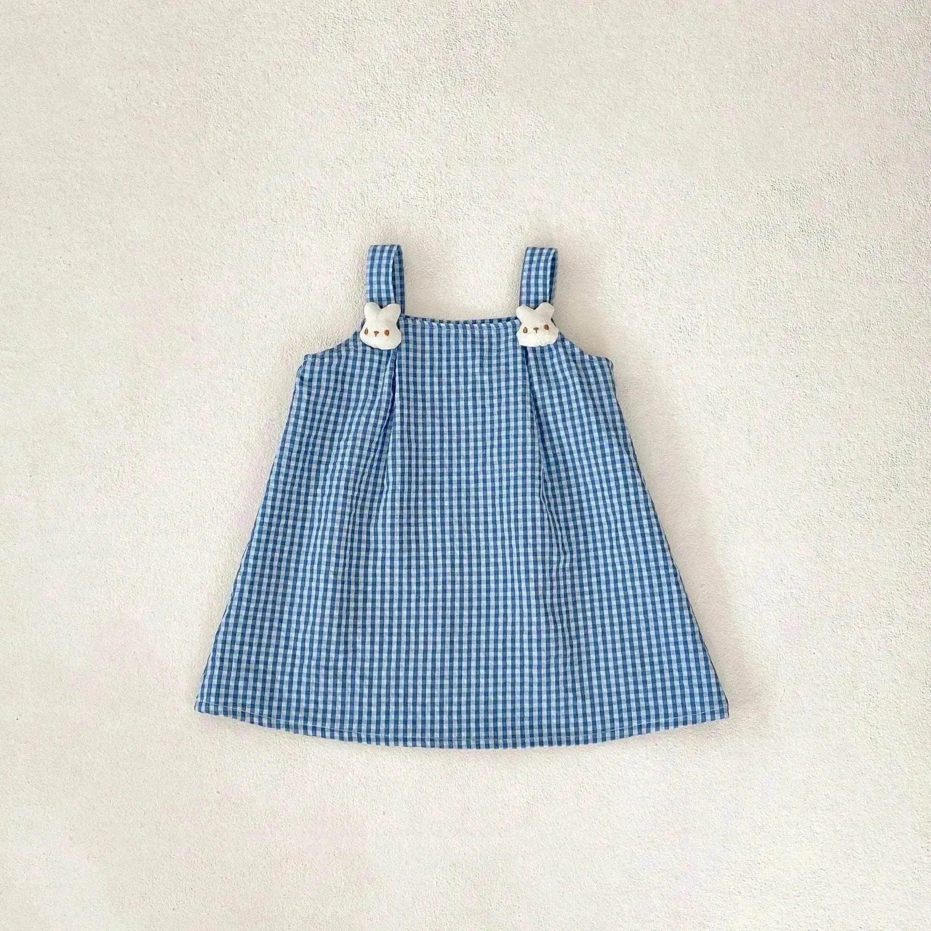 Cartoon Suspender Plaid A- Line Skirt