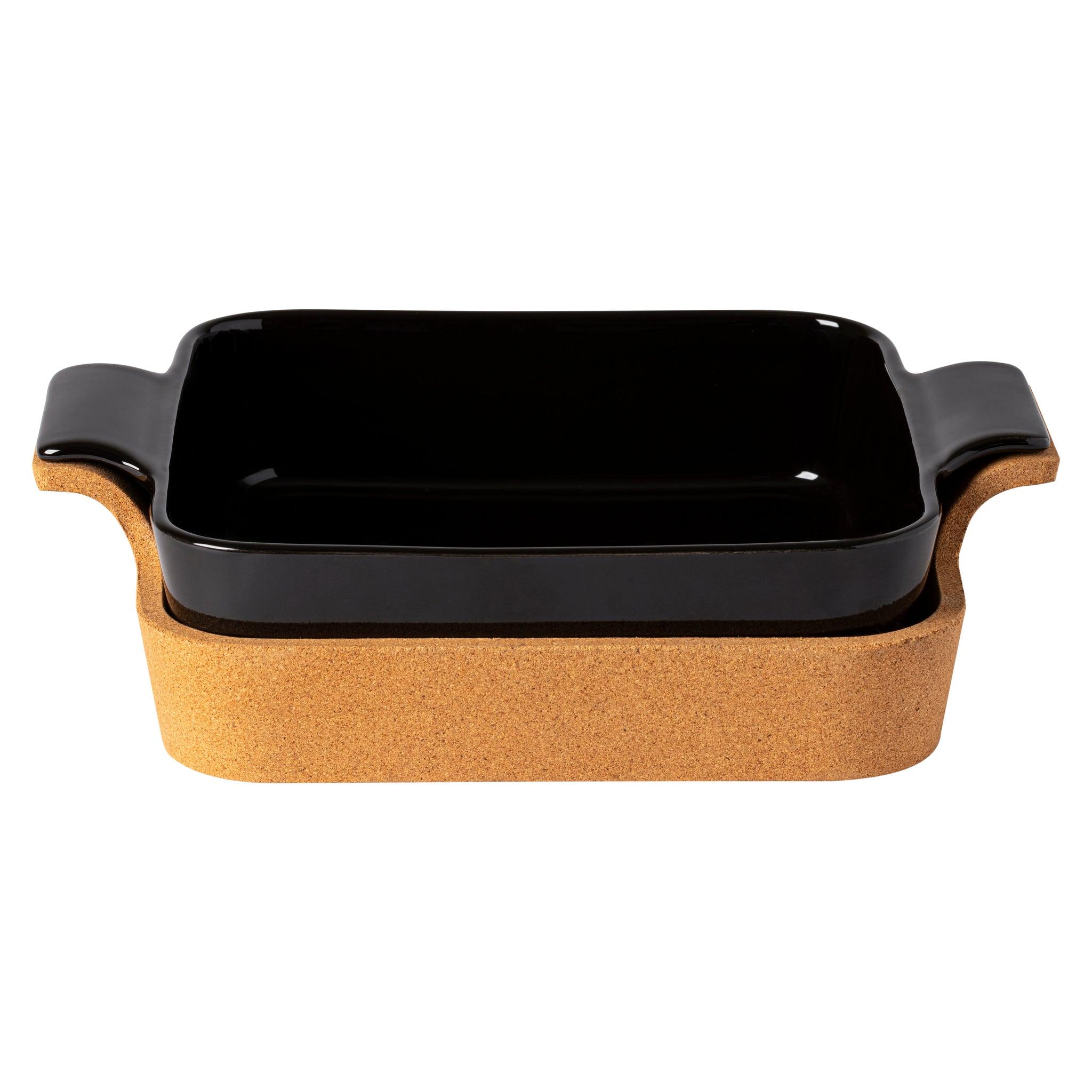 Casafina - Ensemble black square baker w/cork tray 32
