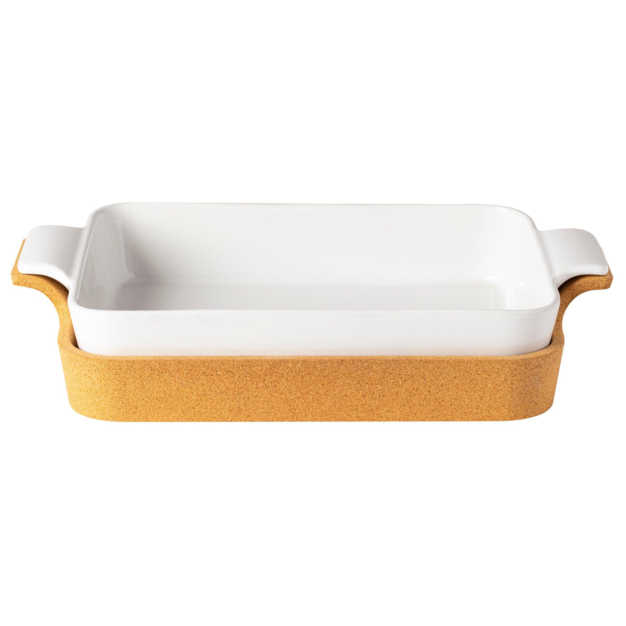 Casafina - Ensemble white rect baker w/cork tray 39