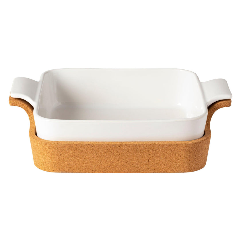 Casafina - Ensemble white square baker w/cork tray 32