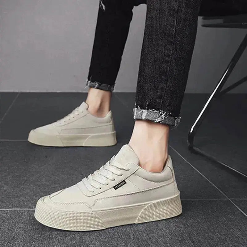 Men's Breathable Lace-Up Sneakers | Thick-Sole Casual Board Shoes