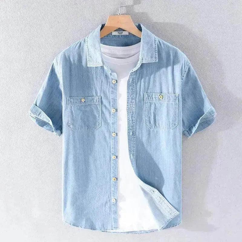 Casual Denim Short sleeved Shirt Simple All-match