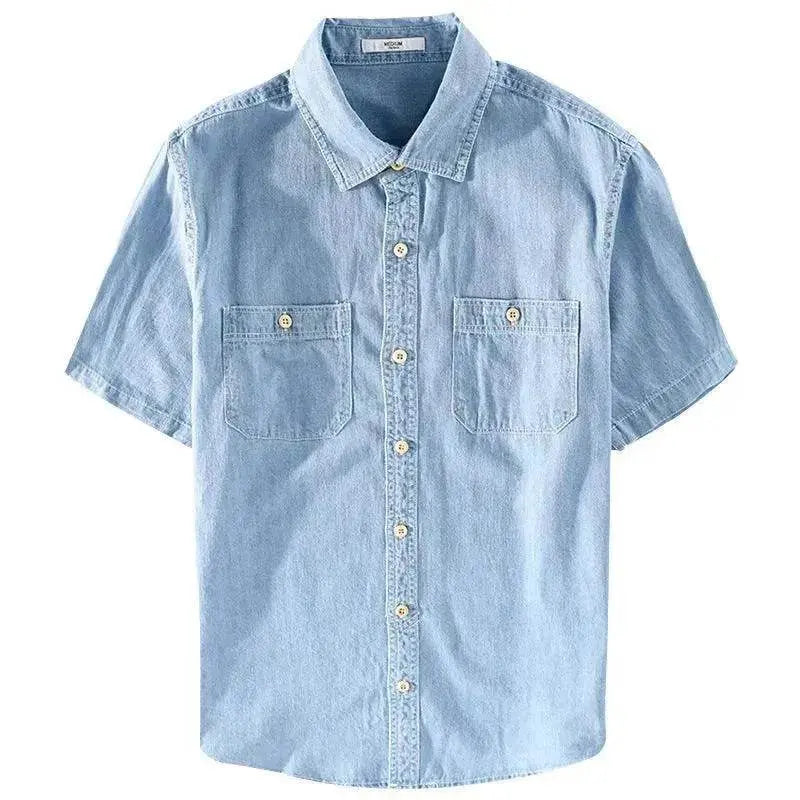 Casual Denim Short sleeved Shirt Simple All-match