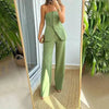 Casual Fashion Tailored Suit Button Graceful Tube Top Suit Pants